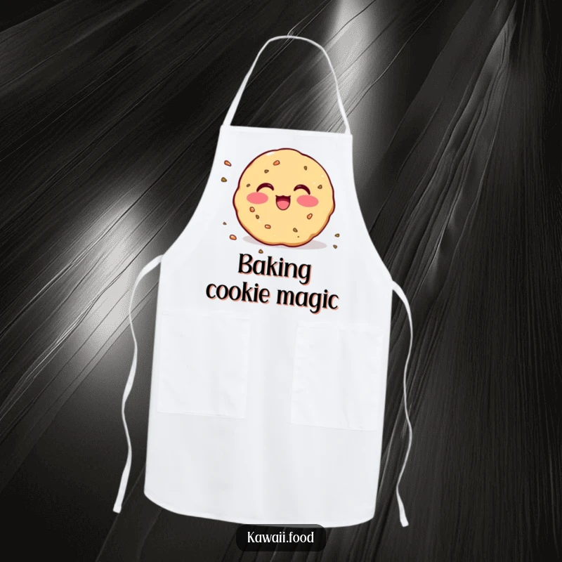 Funny Apron: Cute design of a blushing cookie with crumbs scattering, perfect for bakers who love a sweet touch.
