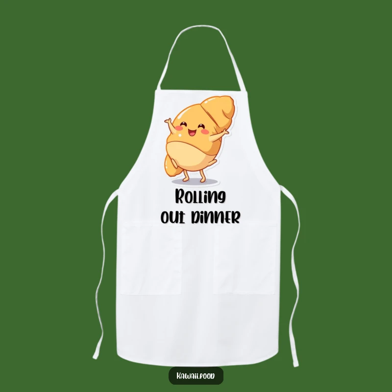 Funny Croissant Cartwheel Apron: Baking Fun, Energetic Chef Gift!