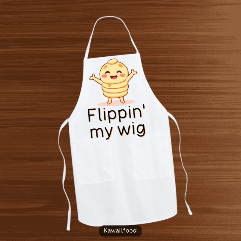 Funny pancake stack apron doing a silly wobble dance, a hilarious chef’s companion, perfect for a funny gift.