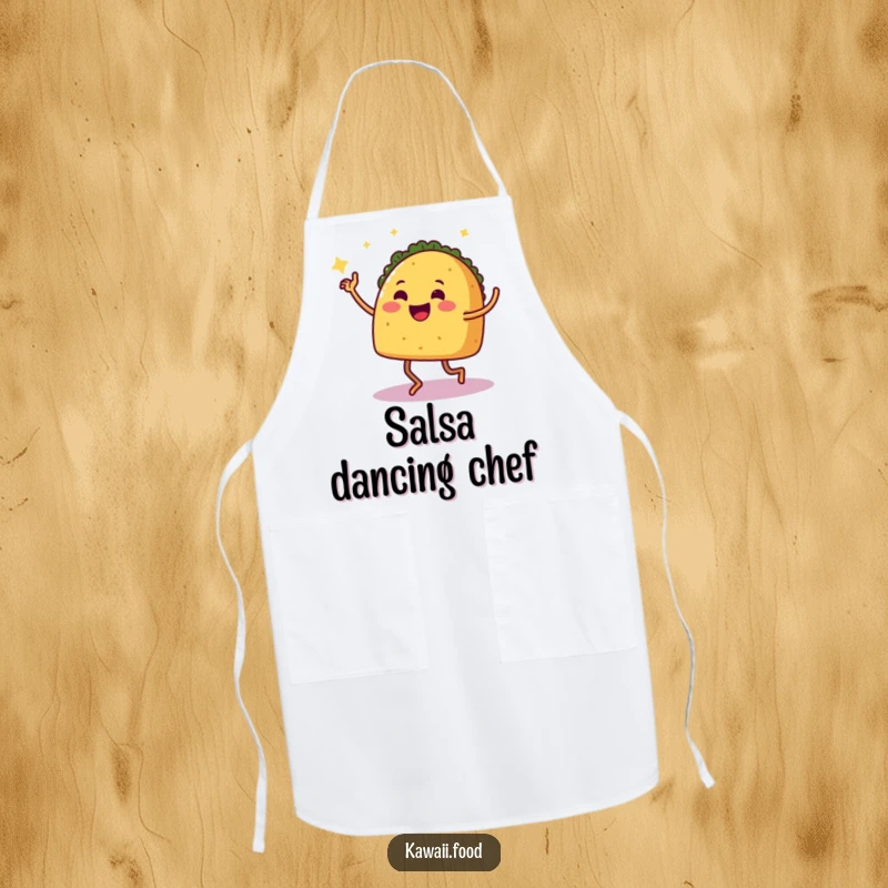 Funny Apron: A smiling taco with legs dancing salsa, adding a humorous and festive touch to any culinary adventure.