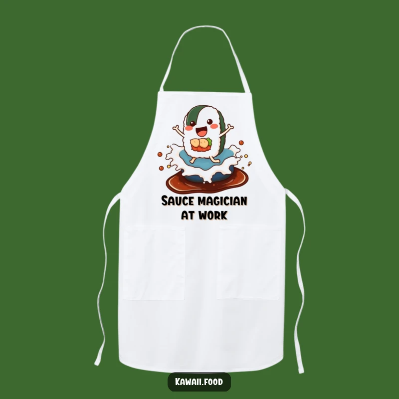 Funny Sushi Soy Sauce Wave Apron - Chef's Humorous Kitchen Wear for Japanese Food Fans