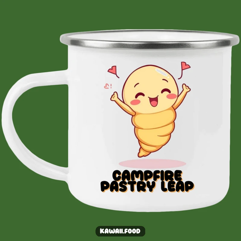 Funny Croissant Jump Camping Mug: Curious Pastry Cup, Perfect Funny Gift