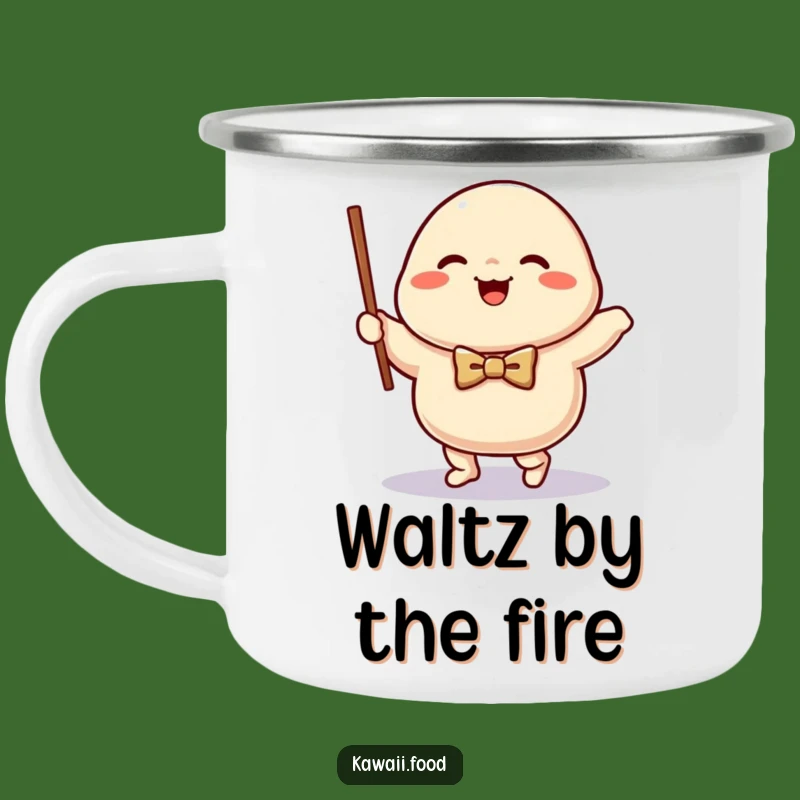 Funny Dumpling Waltz Camping Mug: Happy Character, Outdoor Humorous Gift