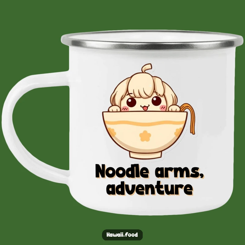 Funny Ramen Camping Mug: Curious Noodle Character, Outdoor Laughs, Ideal Gift