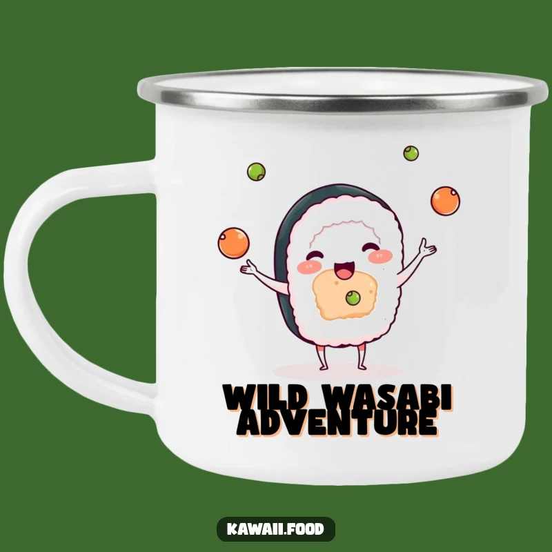 Funny Sushi Wasabi Juggling Camping Mug - Playful Outdoor Foodie Gift