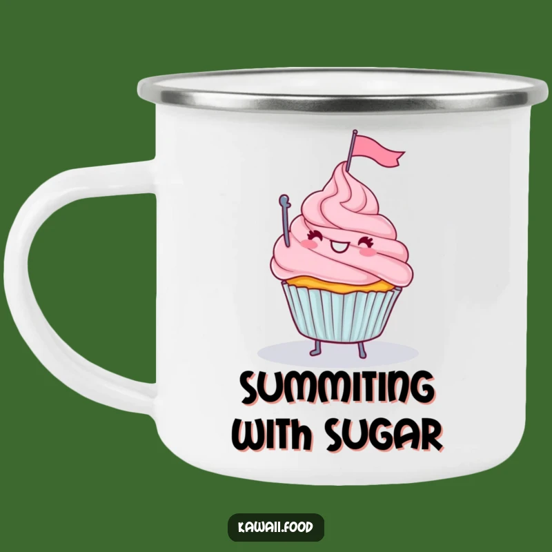 Funny Cupcake Flag Mountain Camping Mug - Durable and Humorous Outdoor Drinkware for Sweet Explorers