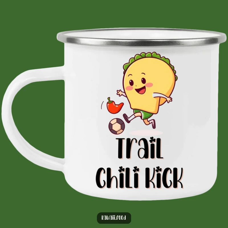 Funny Taco Soccer Camping Mug: Playful Foodie Adventure with Chili Pepper