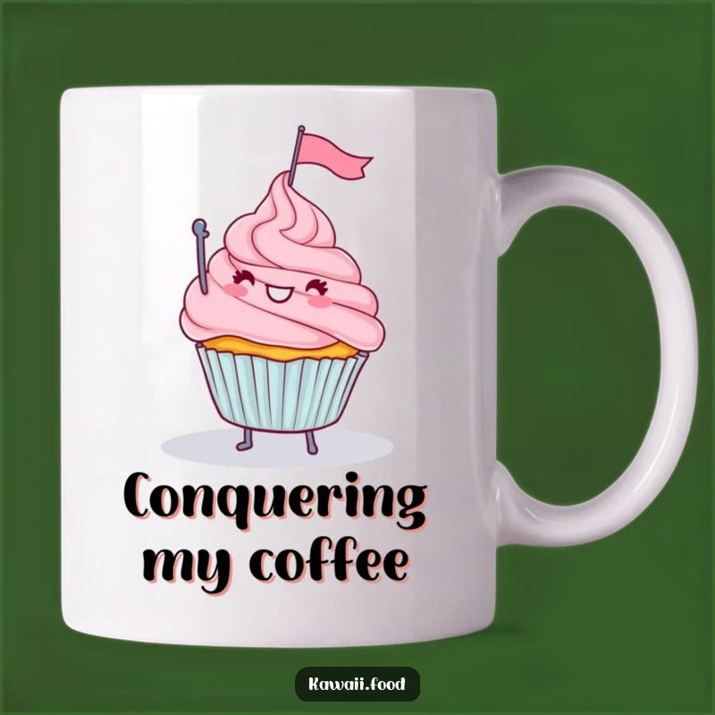 Funny Cupcake Flag Mountain Mug - Joyful Dessert Humor Gift for Sweet Treat Lovers