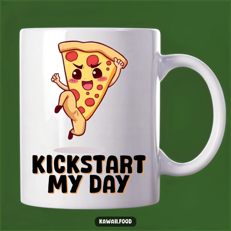 Funny Pizza Slice Kick Mug: Determined Italian Art, Perfect Funny Gift for Foodies