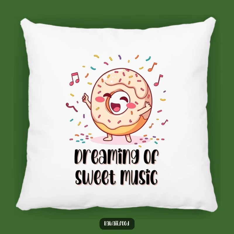 Funny Donut Conductor Pillow: Giggling Character Orchestrates Sprinkle Sweet Dreams