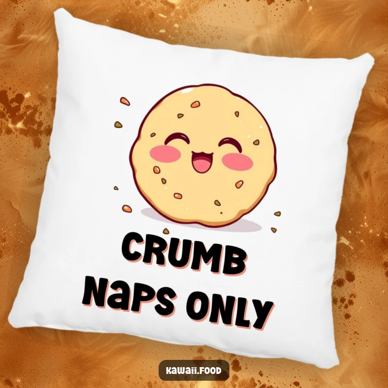 Funny Pillow: Soft and comforting cushion featuring a cute blushing cookie with crumbs scattered in excitement.