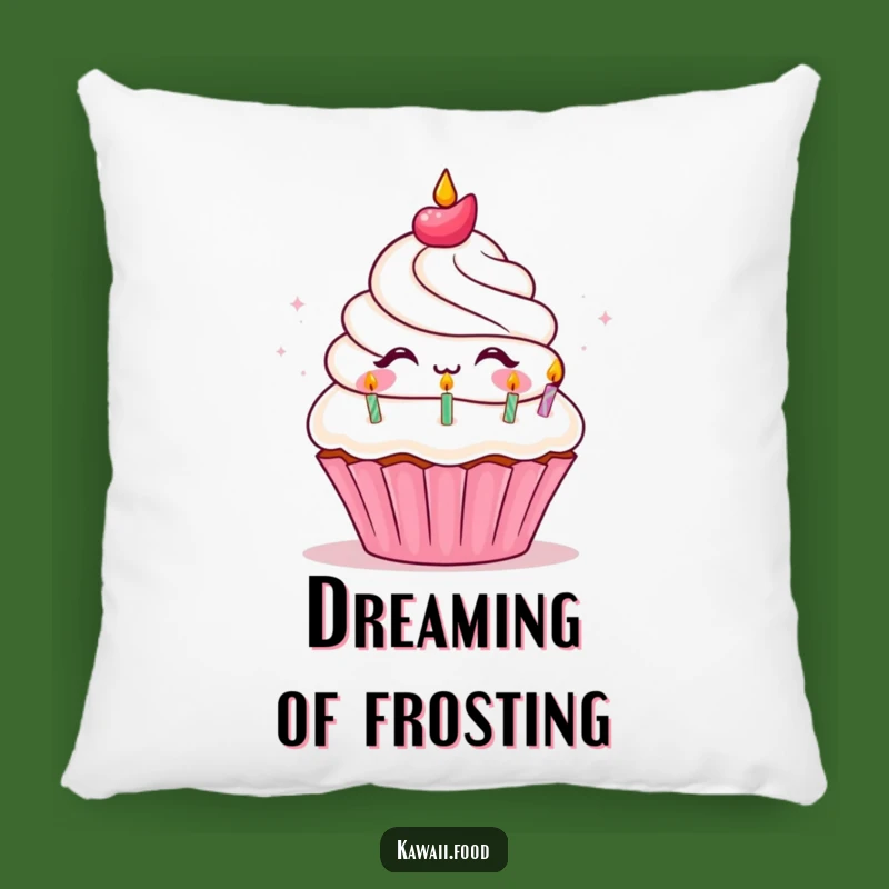 Funny Cupcake Birthday Pillow - Delighted Character Blowing Candles, Comfy Funny Gift!