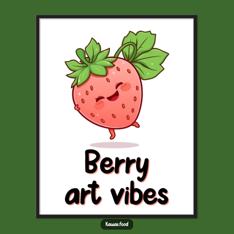 Funny Strawberry Digital Art: Giggling Cartwheel Character, Instant Cheerful Decor, Unique Gift