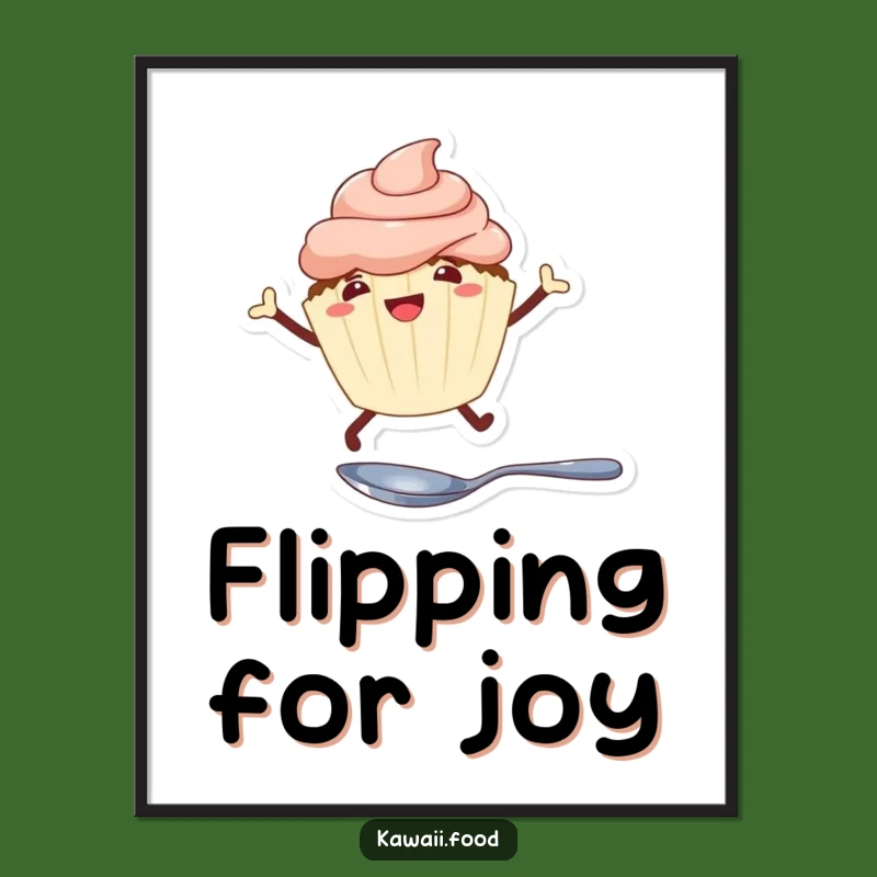 Funny Cupcake Leaping Digital Art: Instant Sweetness and Joyful Decor