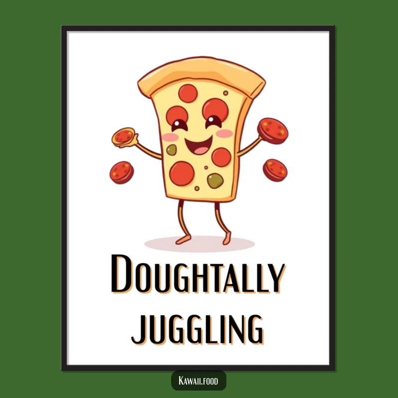Funny Pizza Juggling Digital Art: Instant Humor for Your Walls