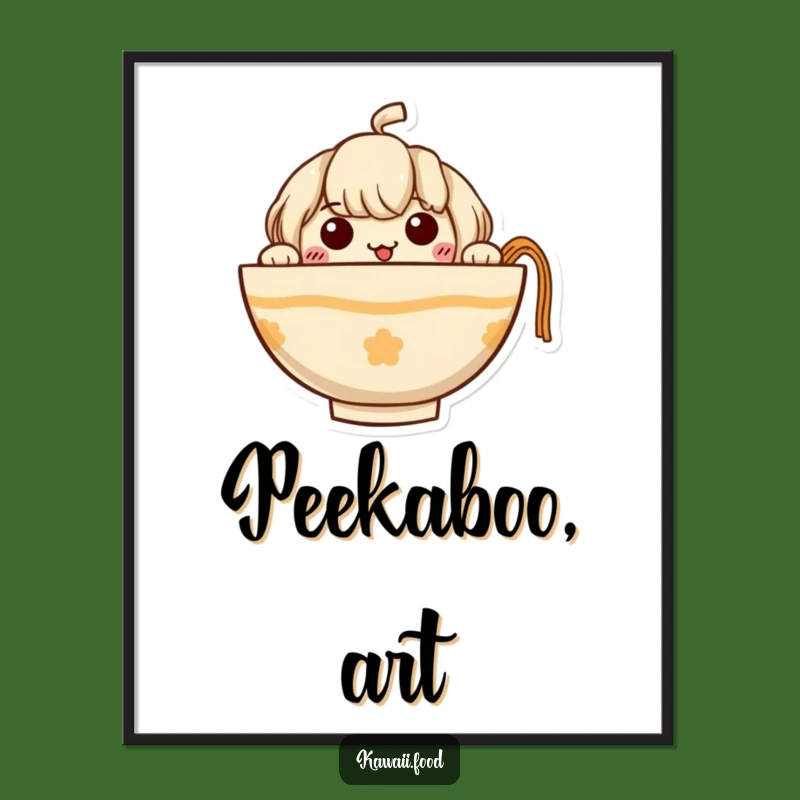 Funny Ramen Digital Art: Curious Noodle Character, Instant Wall Decor, Unique Gift