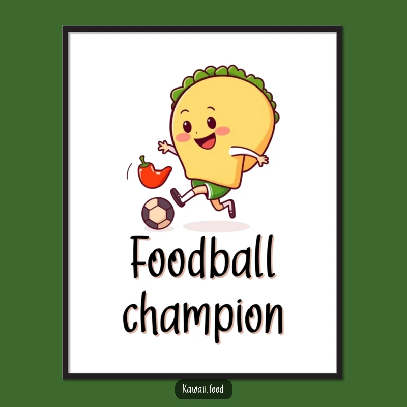 Funny Taco Soccer Digital Art: Playful Poster Print Foodie Action