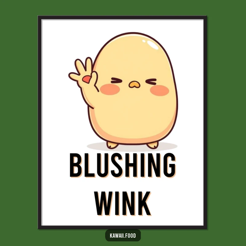 Funny Tamagoyaki Wink Digital Print: Shy Sweetness - Instant Adorable Art Gift