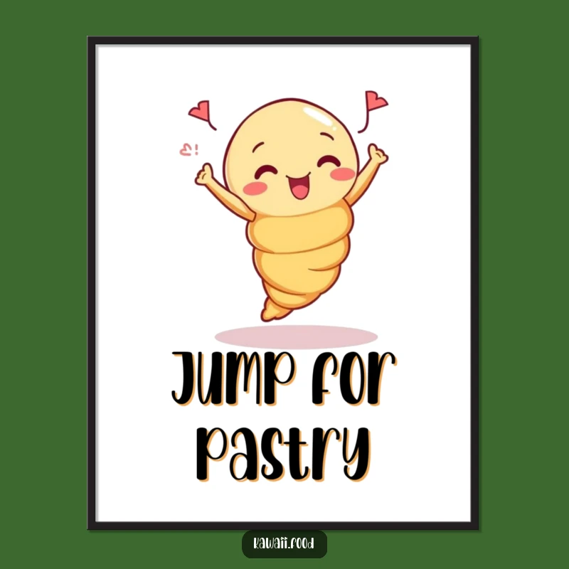 Funny Croissant Jump Digital Art: Curious Pastry Print, Downloadable Funny Gift