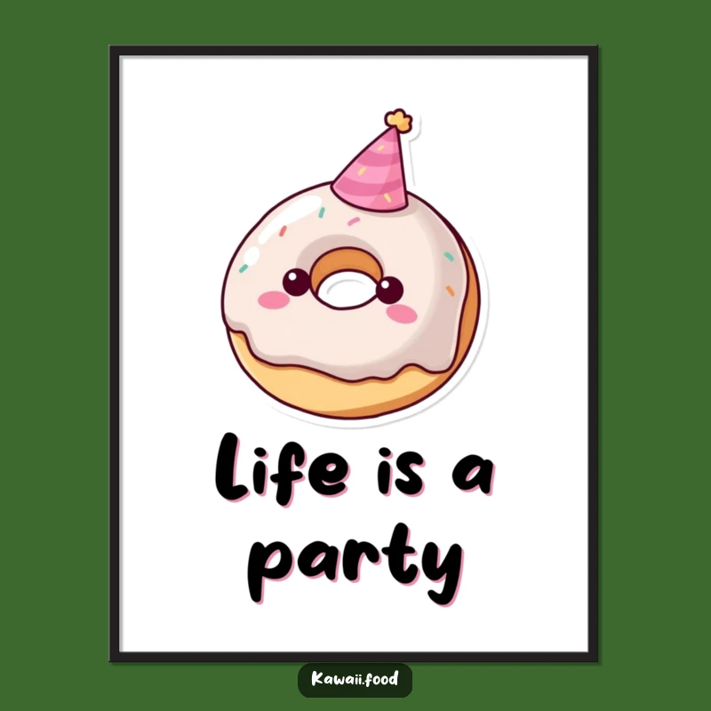 Funny Donut Party Hat Digital Art - Instant Sweet Celebration Download