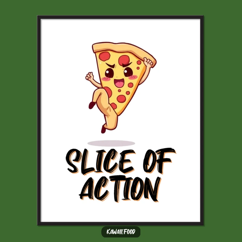 Funny Pizza Kick Digital Art: Determined Slice Print, Downloadable Funny Gift
