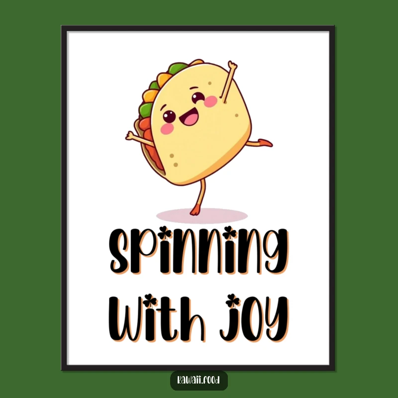 Funny Taco Cartwheel Digital Art: Instant Hilarious Mexican Food Decor