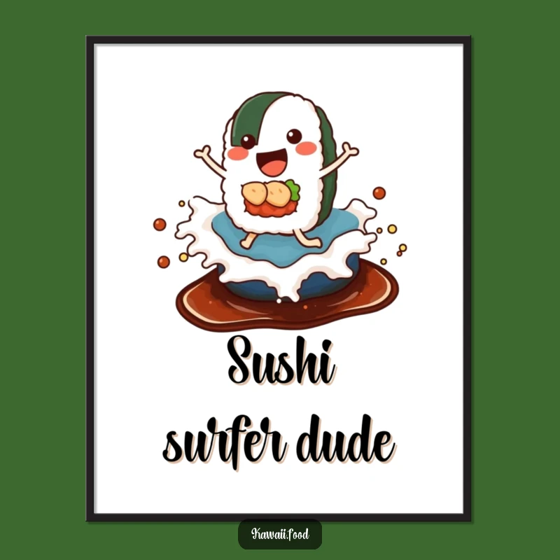 Funny Sushi Soy Sauce Wave Digital Art Print - Instant Downloadable Whimsy for Food Lovers