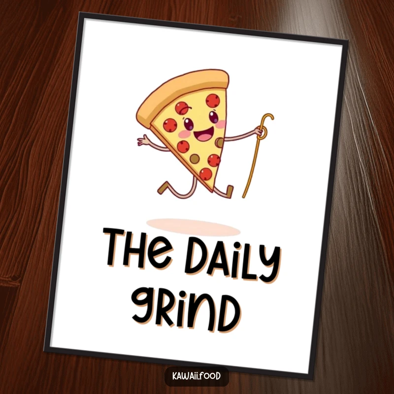 Funny digital art of a pizza slice with legs skipping rope with a spaghetti strand, a humorous illustration ready for download.