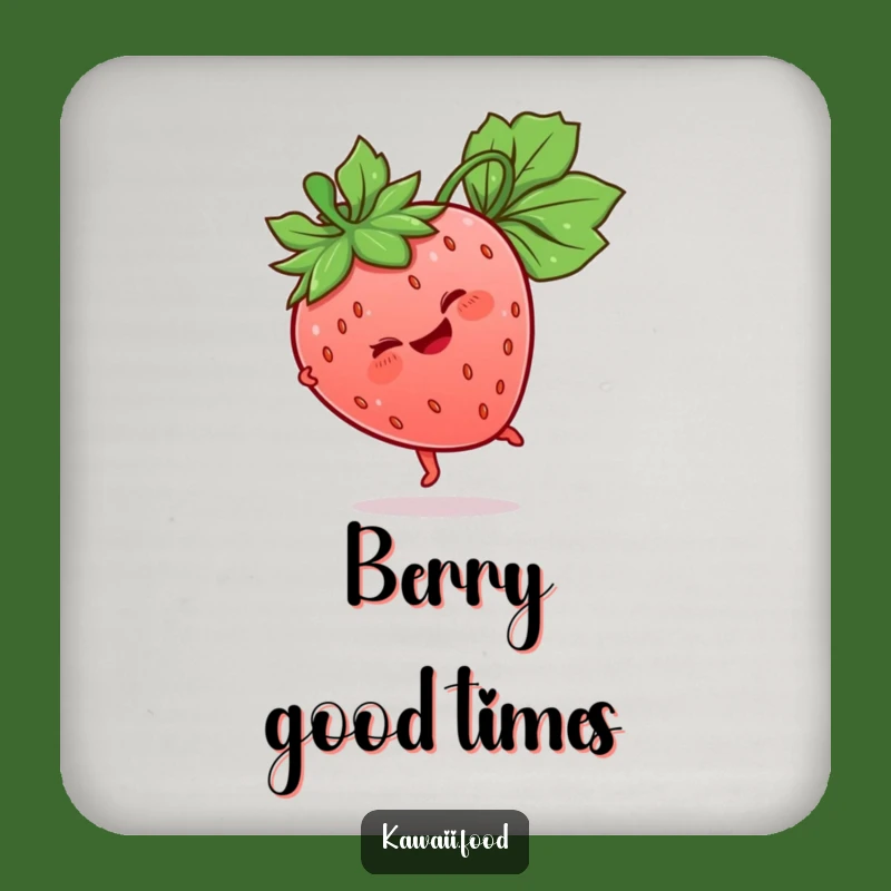 Funny Strawberry Coaster Set: Giggling Cartwheel Character, Protect Surfaces with Fruit Flair, Fun Gift