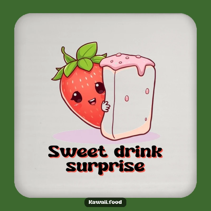 Funny Curious Strawberry Coaster: Peeking Character, Party Humorous Gift