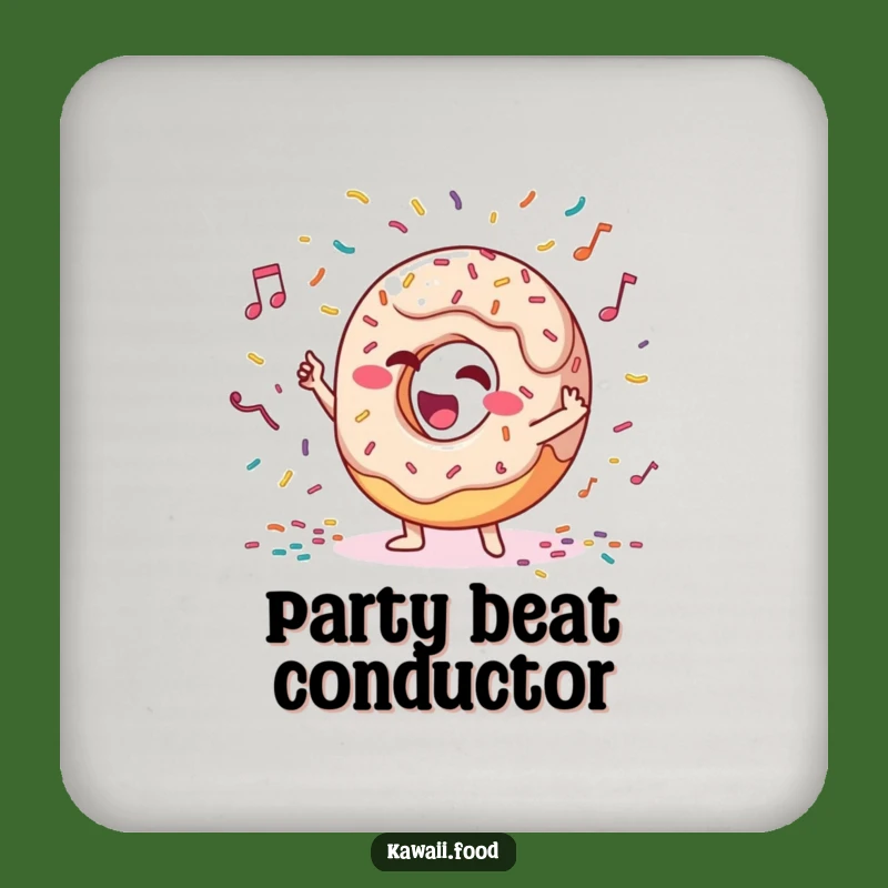 Funny Donut Conductor Coaster: Giggling Character Protects Surfaces Sprinkle Style
