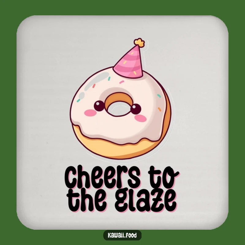 Funny Donut Party Hat Coaster - Protect Surfaces with Sweetness