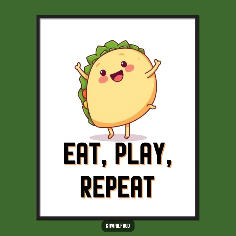 Funny Taco Cartwheel Poster: Deliciously Energetic Art for Walls