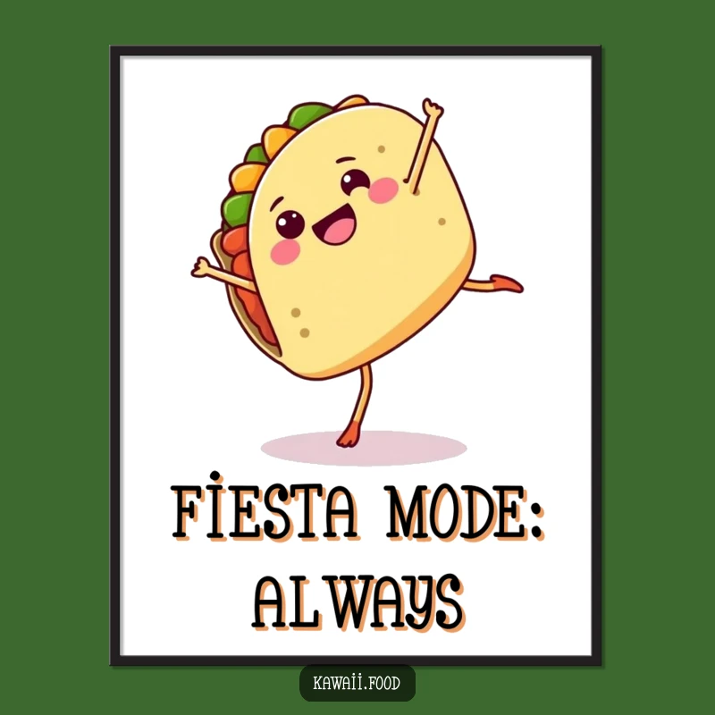 Funny Taco Cartwheel Poster: Vibrant and Hilarious Mexican Food Wall Art