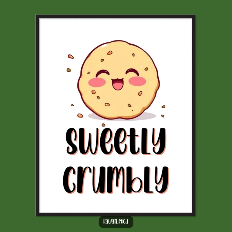 Funny Blushing Cookie Poster: Excited Crumbs Art Print, Unique Funny Gift Idea
