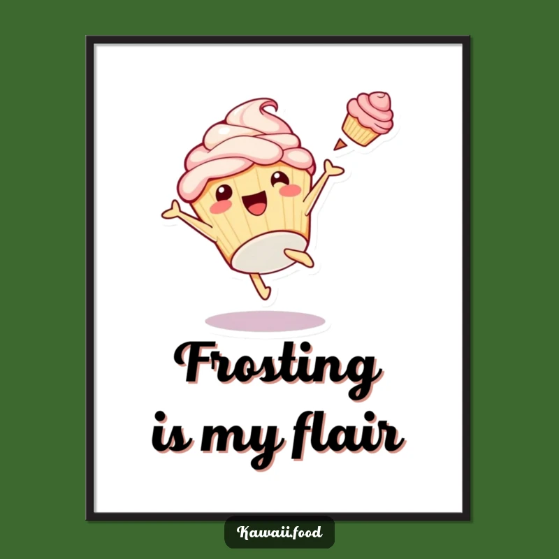 Funny Cupcake Cartwheel Poster: Playful Frosting Art, Dynamic Dessert Decor