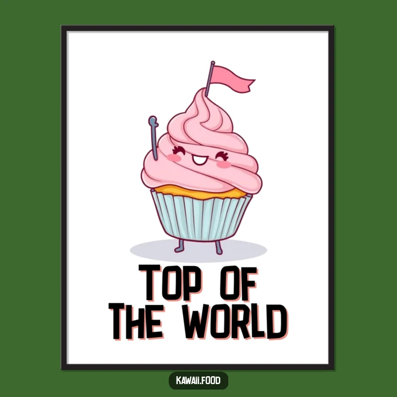 Funny Cupcake Flag Mountain Poster - Whimsical Wall Art for a Sweet Tooth's Humorous Space