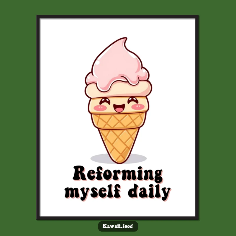 Funny Giggling Ice Cream Cone Poster - Melting Art, Perfect Humorous Gift Decor