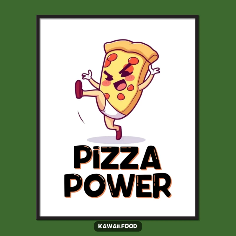 Funny Pizza Slice High Kick Poster: Add Action to Your Walls