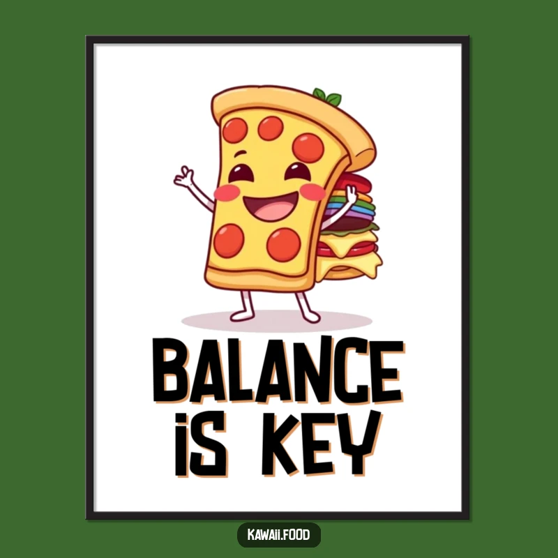 Funny Pizza Topping Balance Poster - Delicious Wall Art for a Cheerful Space!