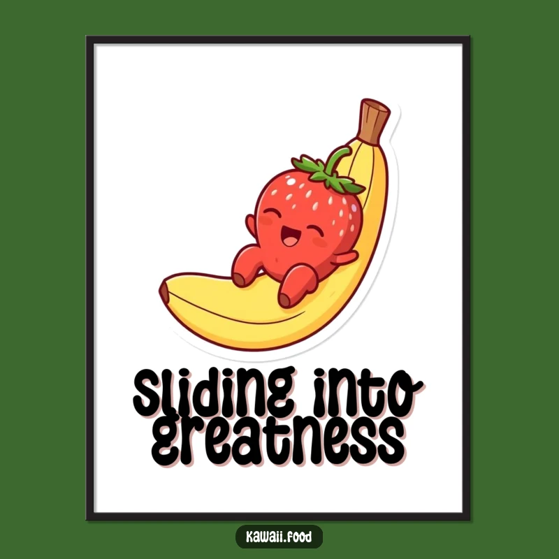 Funny Strawberry Banana Peel Poster, Whimsical Wall Art for Kitchens