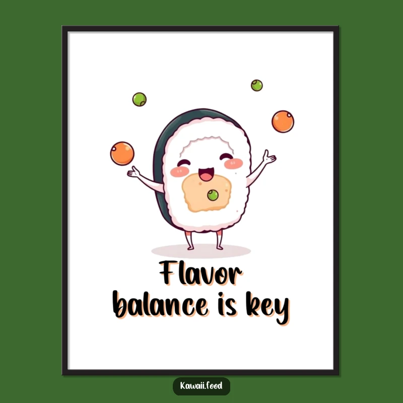 Funny Sushi Wasabi Juggling Poster - Playful Food Art and Funny Gift