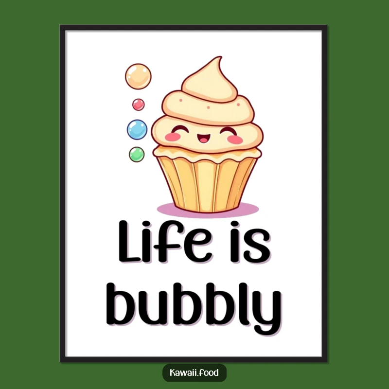 Funny Cupcake Bubbles Poster: Whimsical Sweet Art for Your Walls