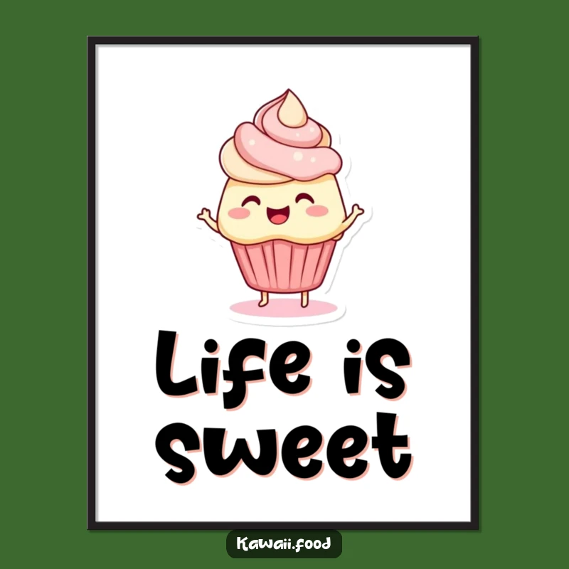 Funny Cupcake Wall Art Poster: Brighten Your Space with Wiggly Frosty Joy