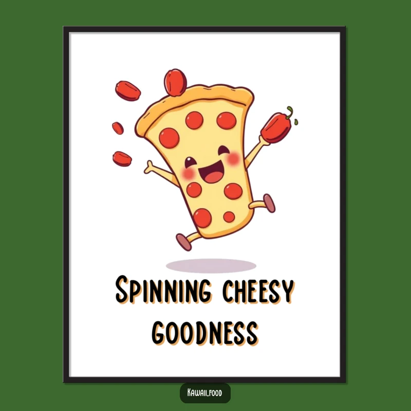 Funny Pizza Art Print - Cartwheel Slice with Pepperonis, Perfect Funny Gift Decor