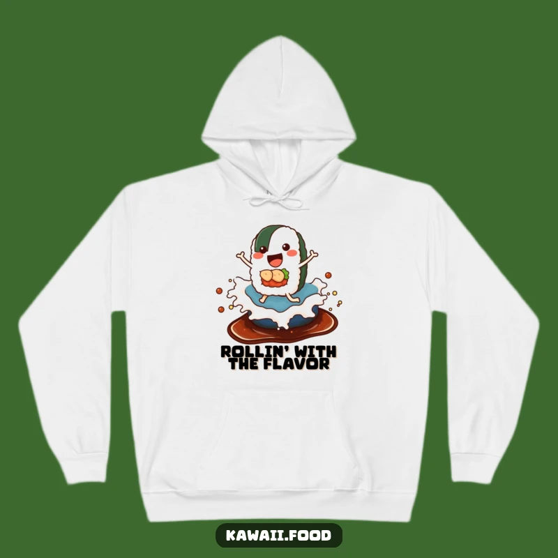 Cozy Funny Sushi Soy Sauce Wave Hoodie - Warm and Humorous Apparel for Food Lovers