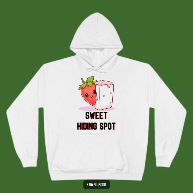 Funny Curious Strawberry Hoodie: Peeking Character, Cozy Humorous Gift