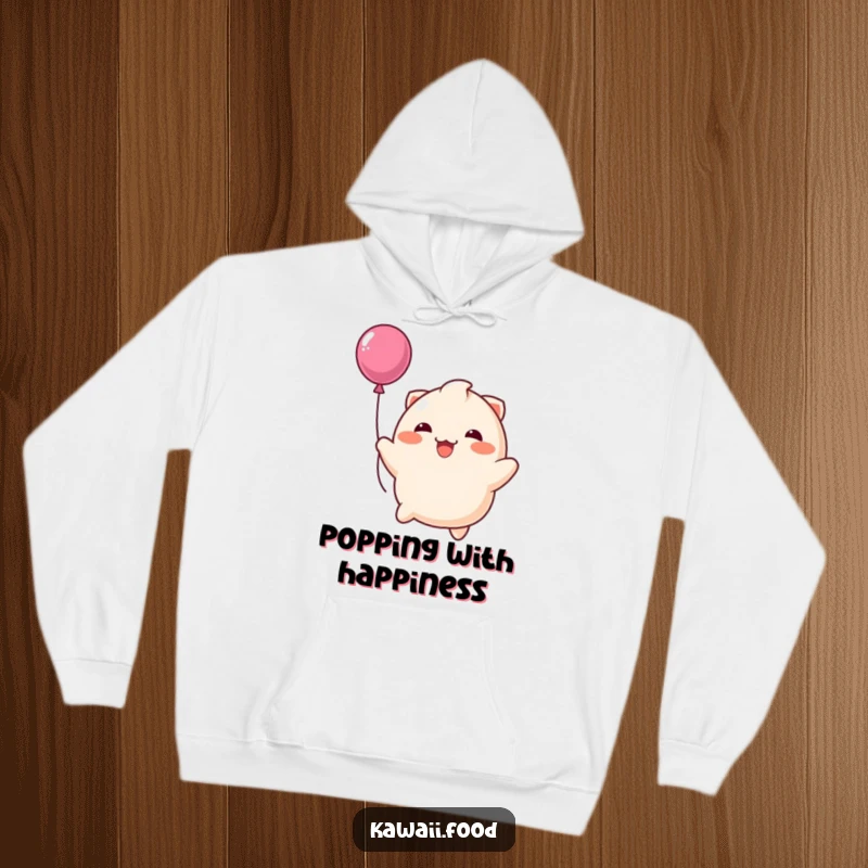 Funny hoodie featuring a happy dumpling playfully bouncing like a balloon, offering warmth and a dose of pure, unadulterated joy.