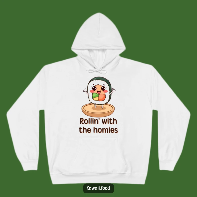Funny Sushi Dancer Hoodie: Cheerful Roll Character, Cozy Humorous Gift