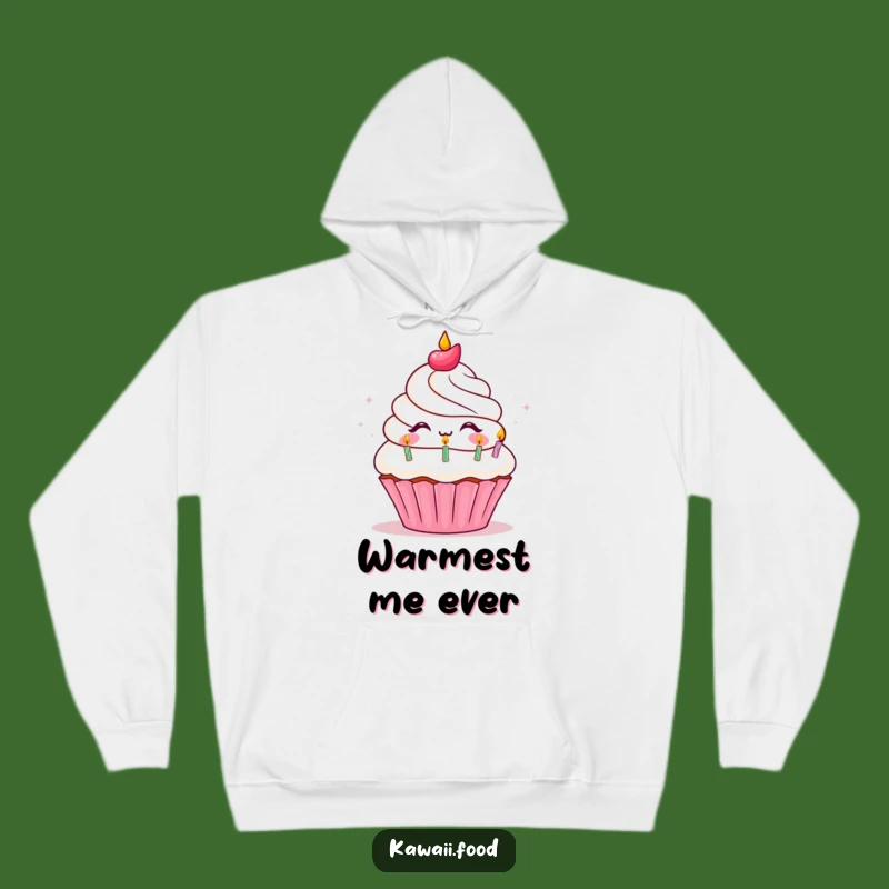 Cozy Funny Cupcake Birthday Hoodie - Delighted Character Blowing Candles, Perfect Funny Gift!
